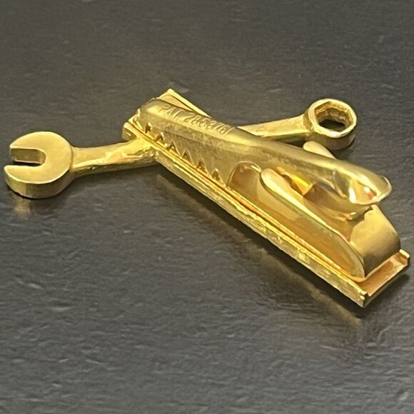 Vintage Adjustable Wrench Tie Back Bar Clip Gold Tone - Picture 7 of 8